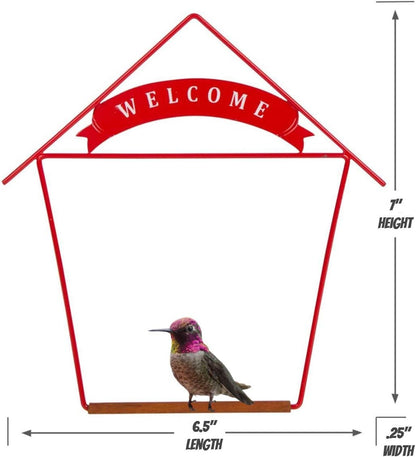 Welcome Home Hummingbird Swing for Outdoors - Perfect Bird Perch for Small Birds - Sturdy Steel Metal Swing Set with Hook Included