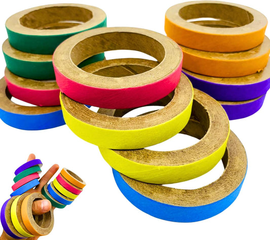 2113 Pk12 Chew Bagels, 12-Pack, 2.75" Diameter, Colorful Compressed Cardboard Rings for Chewing, Foraging, and Cage Enrichment, Safe for Parrots, Parakeets, Cockatiels, and Conures