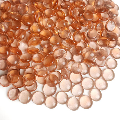 Fall Decoration 2 LB Champagne Flat Marbles Glass Gems Pebbles 3/4 Inch for Vases Fillers,Fire Pit,Arts Crafts,Party Wedding Centerpieces,Mosaics Project,Approx.180-200 Pcs