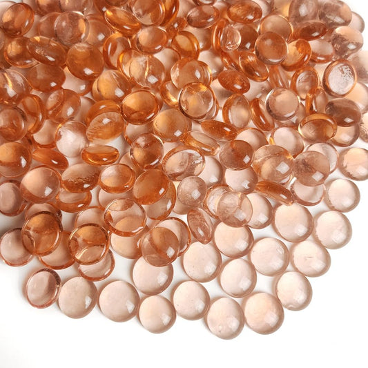 Fall Decoration 2 LB Champagne Flat Marbles Glass Gems Pebbles 3/4 Inch for Vases Fillers,Fire Pit,Arts Crafts,Party Wedding Centerpieces,Mosaics Project,Approx.180-200 Pcs