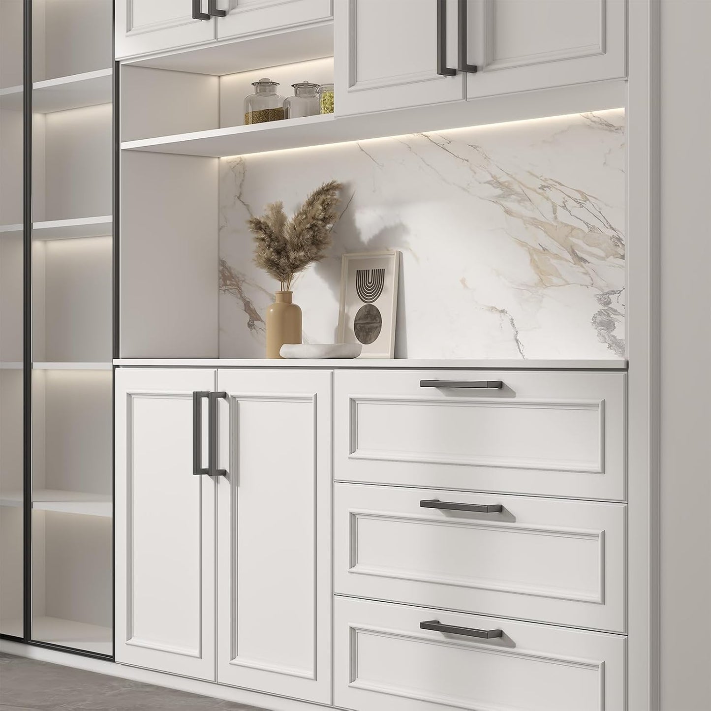 10 Pack Black Square Bar Cabinet Pull Drawer Handle Stainless Steel Modern Hardware for Kitchen and Bathroom Cabinets Cupboard,Center to Center 10In(256Mm) Black Drawer Pulls