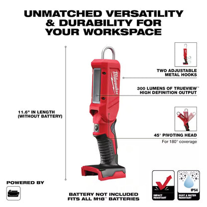 M18 18-Volt Lithium-Ion Cordless 300-Lumen LED Stick Light (Tool-Only)