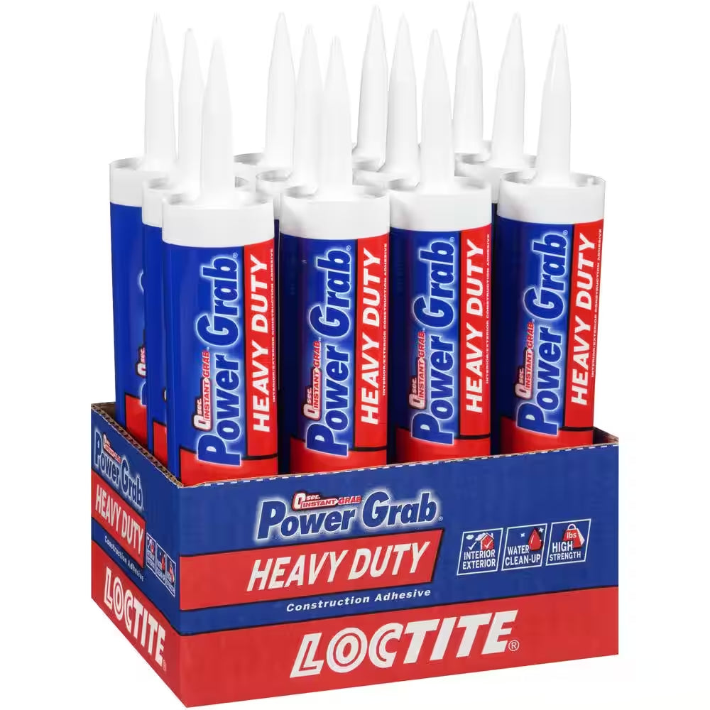 Power Grab Heavy-Duty Instant Grab 9 Oz. Latex Construction Adhesive White Cartridge (12-Pack)