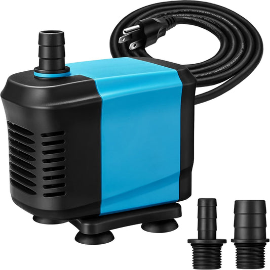660GPH Submersible Pump(3000L/H, 55W), Ultra Quiet Water Pump with 6Ft High Lift, Aquarium Pump with 6.5Ft Power Cord, 3 Nozzles for Fish Tank, Aquarium, Pond, Statuary, Hydroponics