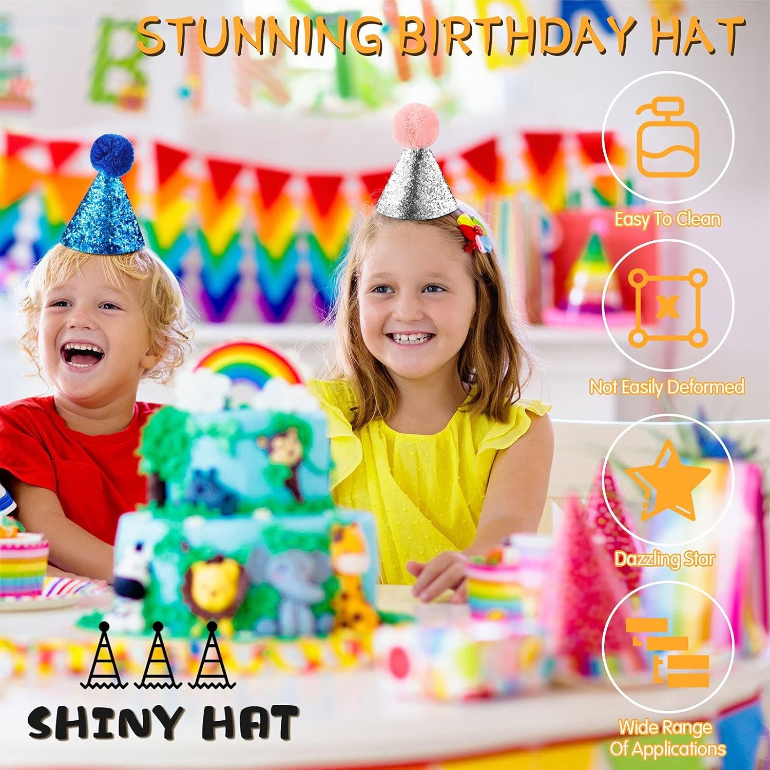 4 Pieces Dog Birthday Hat for Pets Christmas Party Decoration Accessories Pet Headband Hats Charms Grooming Accessories (Gold, Silver, Blue, Green)