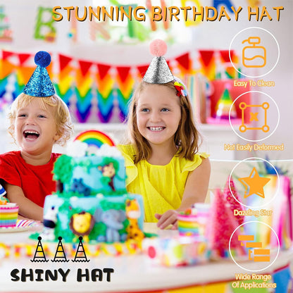 4 Pieces Dog Birthday Hat for Pets Christmas Party Decoration Accessories Pet Headband Hats Charms Grooming Accessories (Gold, Silver, Blue, Green)