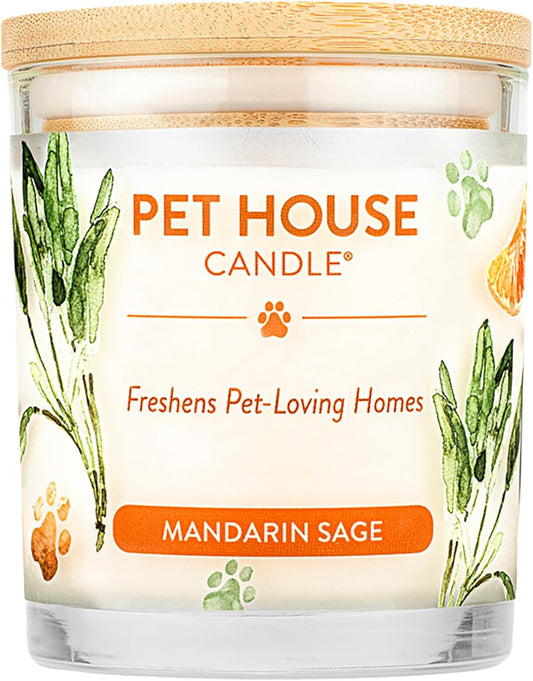 Pet Friendly Candle, 9 OZ Scented Soy Candle, Clean Burning, Long Lasting Air Freshener for Home - Mandarin Sage