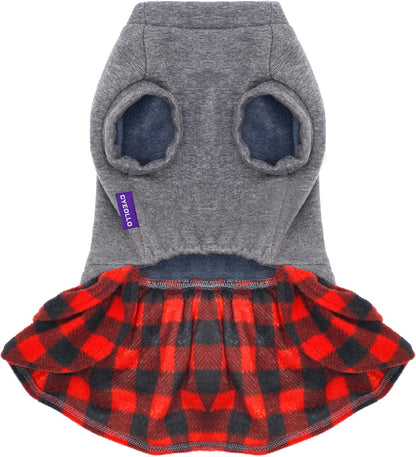 Small Dog Dress for Dogs Flannel Warm Dress Skirt with Bowknot New Year Holiday Thermal Winter Pet Clothes Doggie Dog Apparel Outfit Dresses