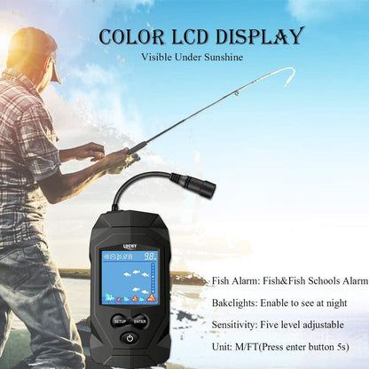 Portable Fish Finders Wired Transducer Kayak Fish Finder Kit Portable Depth Finder LCD Display for Kayak Boat Ice Fishing