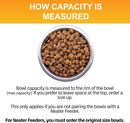 1 Cup (8 Oz.) Shallow Stainless Steel Cat Bowls, Set of 2 Neater Feeder Replacement Bowls (Express & Deluxe), Metal Cat Dishes for Food and Water, Whisker Friendly, Dishwasher Safe