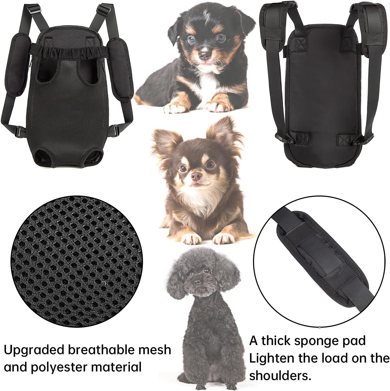 Pet Dog Carrier Backpack Legs Out Adjustable Pet Front Cat Backpack Carrier Travel Bag for Traveling Hiking Camping for Small Medium Dogs Cats Puppies
