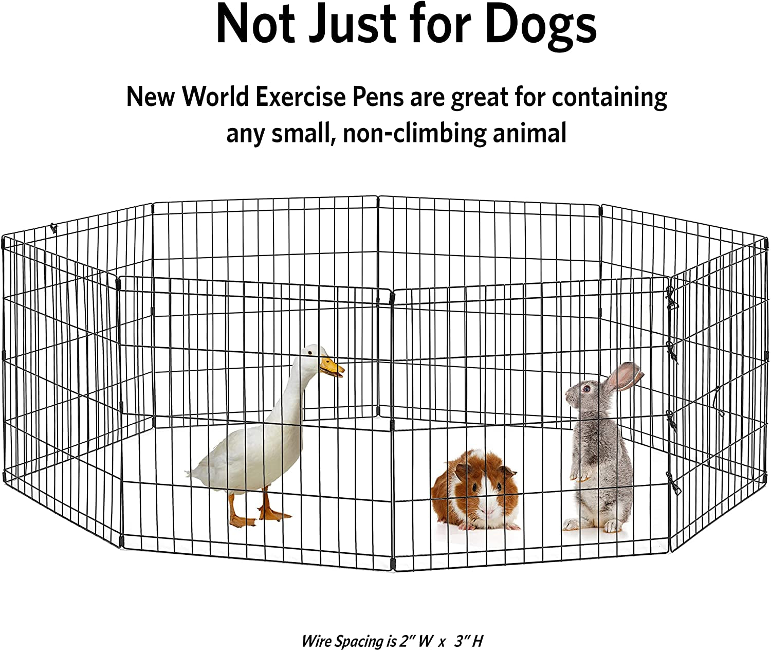 Folding Metal Dog Exercise Pen, Indoor/Outdoor Playpen with No Door, Provides 16 Sq Feet of Play Space, 36-Inches Tall, Black E-Coated