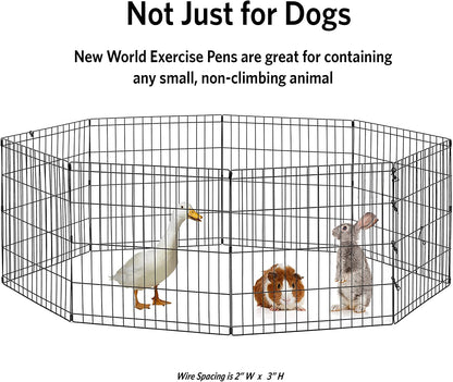 Folding Metal Dog Exercise Pen, Indoor/Outdoor Playpen with No Door, Provides 16 Sq Feet of Play Space, 36-Inches Tall, Black E-Coated