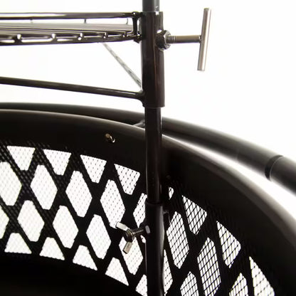 Piedmont 29.6 In. W Black Steel Wood Outdoor Fire Pit with Screen and Poker Included