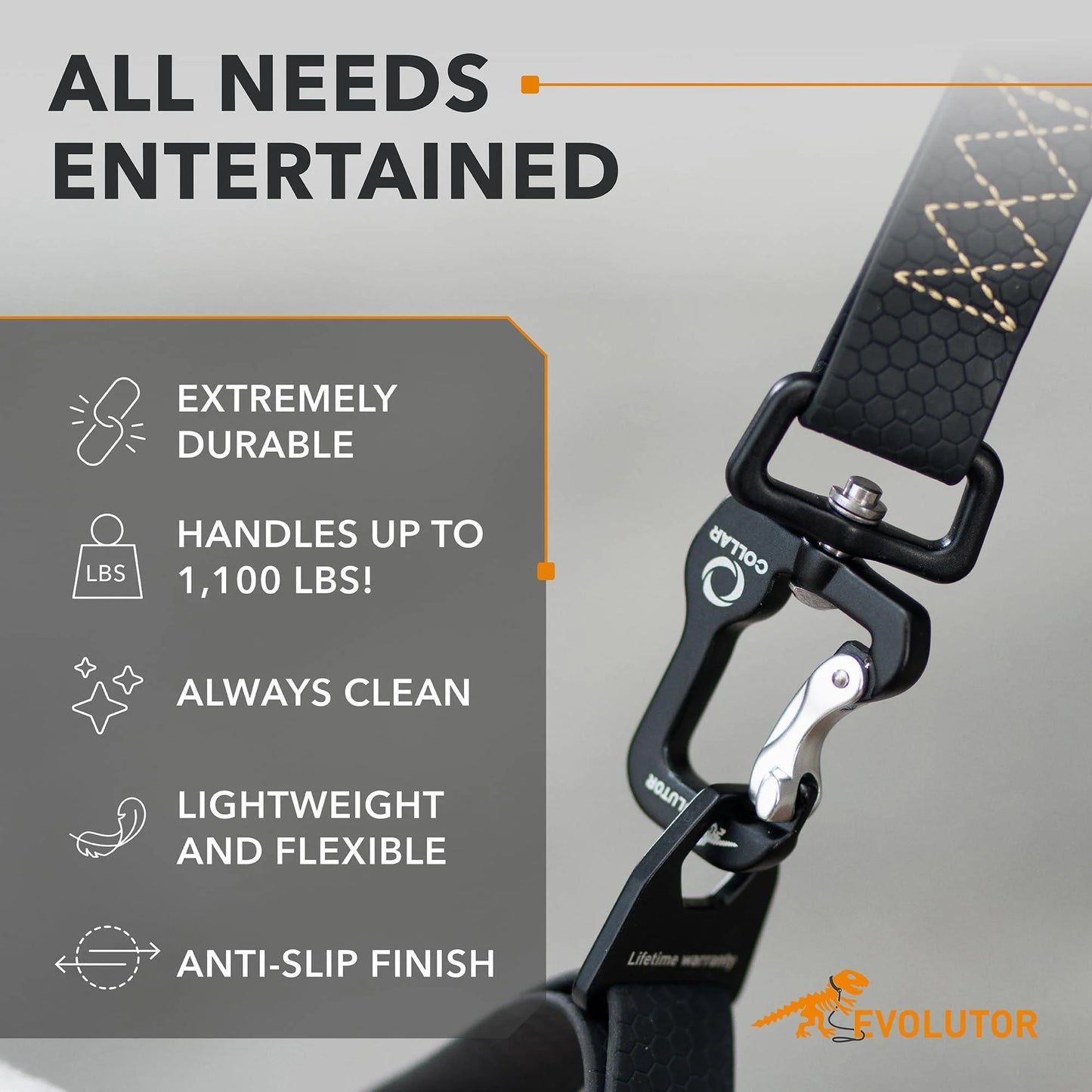 Black Extra Heavy Duty Dog Leash 4 Ft X 1 in for Large Medium and Small Dogs