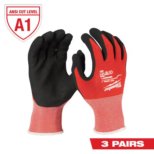 Medium Red Nitrile Cut Level 1 Dipped Work Gloves (3-Pack)