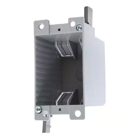 Old Work 1-Gang 14 Cu. In. Electrical Outlet Box and Switch Box with EZ Mount Clamps and Wire Clamps, Gray