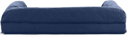 Orthopedic Dog Bed for Large/Medium Dogs W/ Removable Bolsters & Washable Cover, for Dogs up to 55 Lbs - Quilted Sofa - Navy (Blue), Large