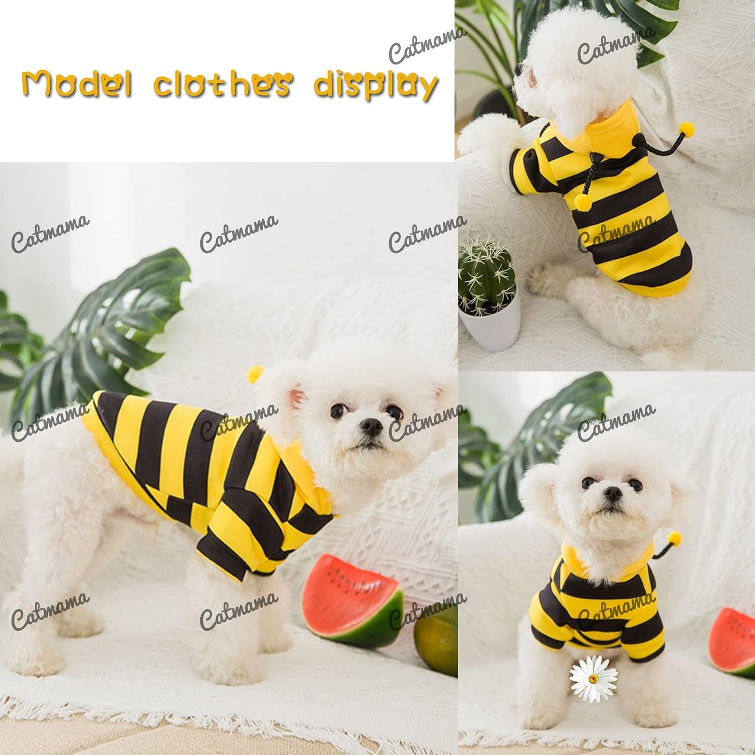 Pet Bee Costume Hooded for Small Dogs and Cats (Small)