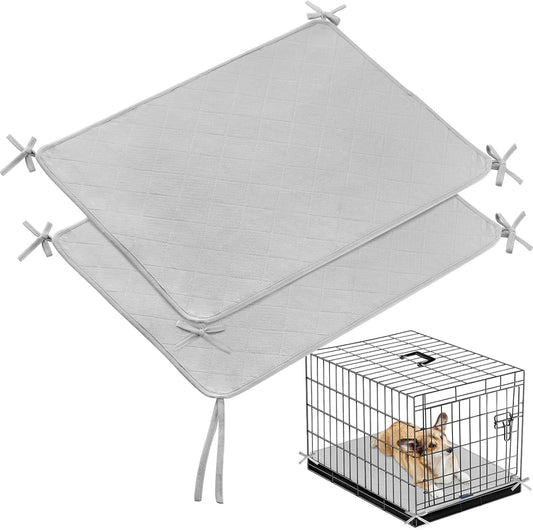 Waterproof Dog Crate Mat with Rope 2 Pack (24’’X18’’), Washable Pee Pads for Dogs, Non-Slip Training Pads for Dogs, Fits 24 Inch Dog Crate