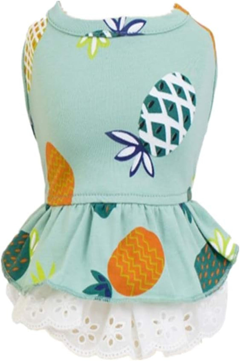 Cute Cartoon Princess Dog Dress Puppy Tutu Skirt Vest Apparel for Daily Life Birthday (Medium, Fruit Green)