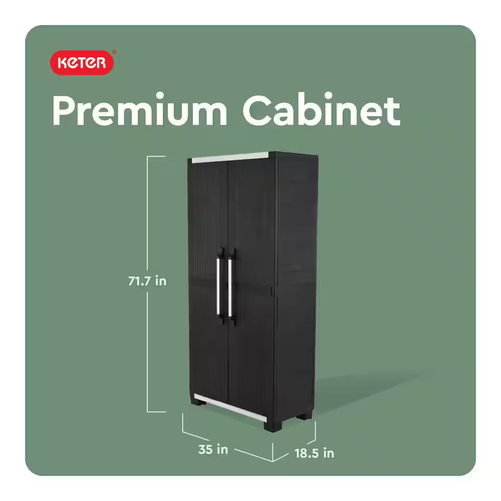Premium One 35 In. W X 71.7 In. H. X 18.5 In. D 5-Shelf Resin Freestanding Cabinet in Black