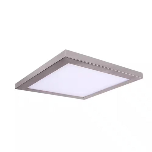 Square Slim Disk Length 10 In. Nickel New Construction Recessed Integrated LED Trim Kit Square Fixture 3000K Warm White
