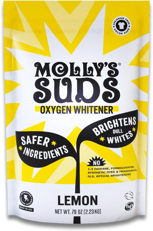 Oxygen Whitener | Powerful Bleach Alternative, Chlorine Free & Color Safe | Brightens Whites and Removes Stains (Pure Lemon Essential Oil - 79 Oz)