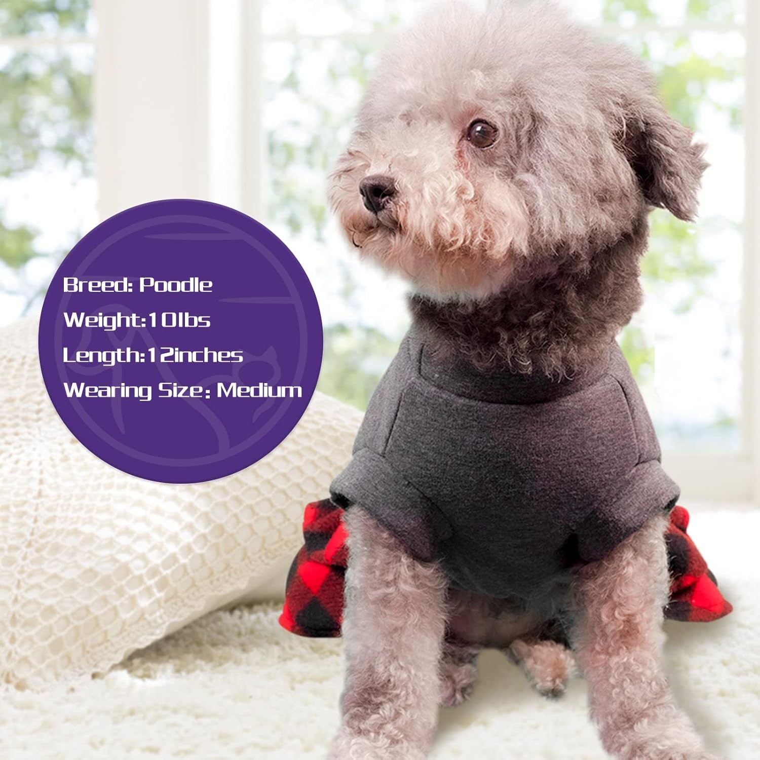 Small Dog Dress for Dogs Flannel Warm Dress Skirt with Bowknot New Year Holiday Thermal Winter Pet Clothes Doggie Dog Apparel Outfit Dresses