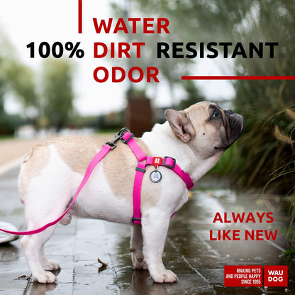 Waterproof Dog Harness Adjustable Dog Harness for Large Dogs Small and Medium Dogs Heavy Duty Dog Harness with Durable Metal Clasp and QR Dog Tag Boy & Girl Dog Harness Pink (20 32In)