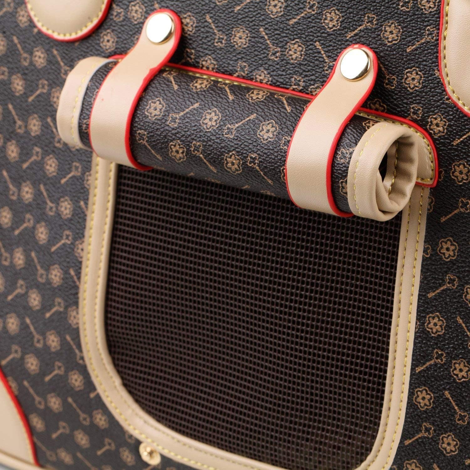 Luxury Pet Carrier, Puppy Small Dog Carrier, Cat Carrier Bag, Waterproof Premium PU Leather Carrying Handbag for Outdoor Travel Walking Hiking Shopping