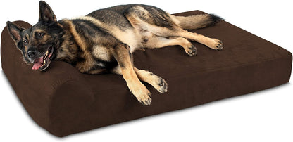 Barker Beds Orthopedic Dog Bed - 7" Pillow Top XL Size (52 X 36 X 11) - Luxury Washable Large Dog Bed with Headrest - Memory Foam Mattress for Big Dogs (Chocolate)