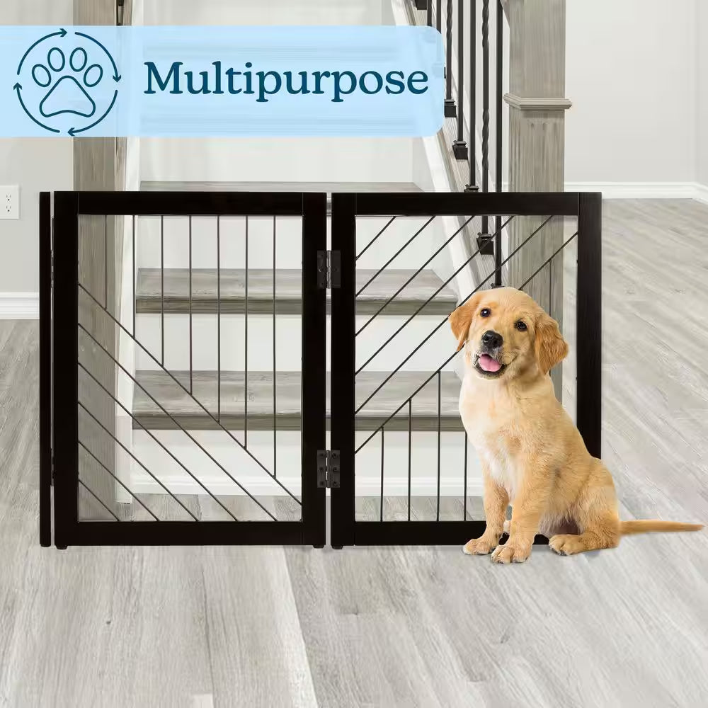 3-Panel Foldable Pet Gate, Black