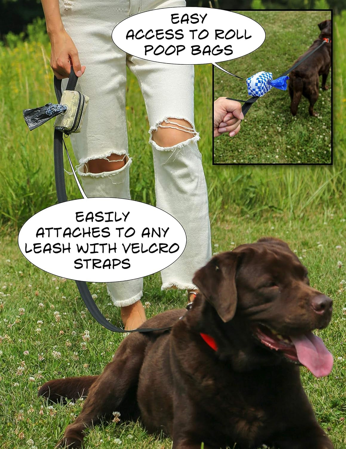 - Cute Dog Poop Bag Holder for Leash Poop Bags for Dogs Vegan Friendly Dog Poop Bag Dispenser Dog Treat Pouch Leash Poop Bag Holder Dog Waste Bag Dispenser Dog Bag Holder Checkered