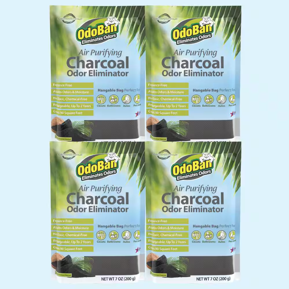 7 Oz. Charcoal Odor Eliminator, Air Purifying Natural Non-Toxic Odor Remover & Moisture Absorber Bag 4 Pack