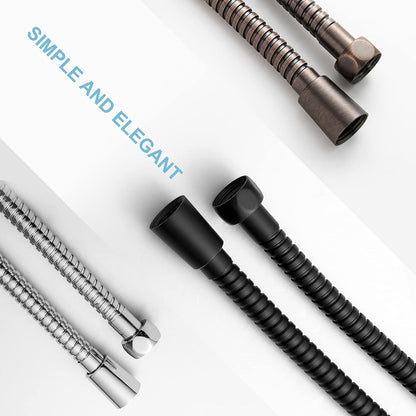 Shower Hose, Kink Free Stainless Steel Shower Hose Attachment Electroplating Handheld Shower Head Hose Flex Hoses Extension with Brass Insert & Nut for Pet Bathing Cleaning 60 In, Matte Black
