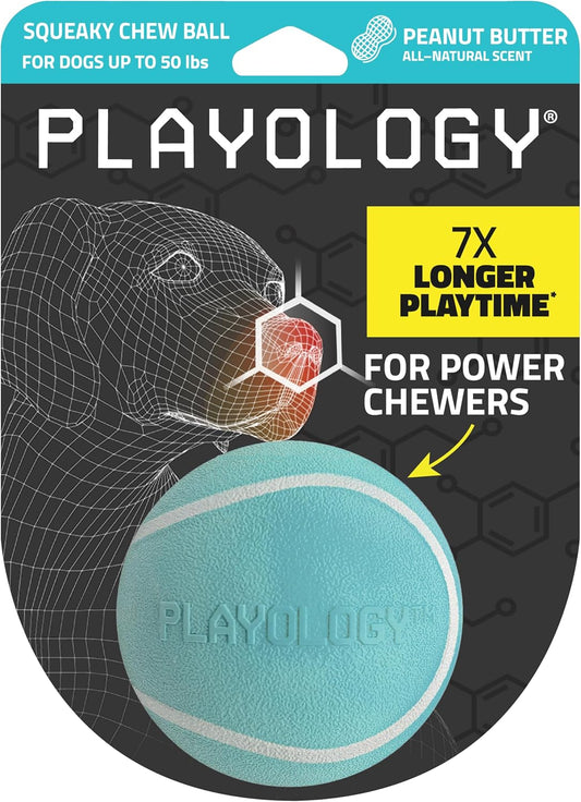 Squeaky Dog Toy | Durable Rubber Interactive Dog Ball | Peanut Butter Scented Fetch Ball for Medium Dogs | Floating Dog Toy Made from Non Toxic Materials