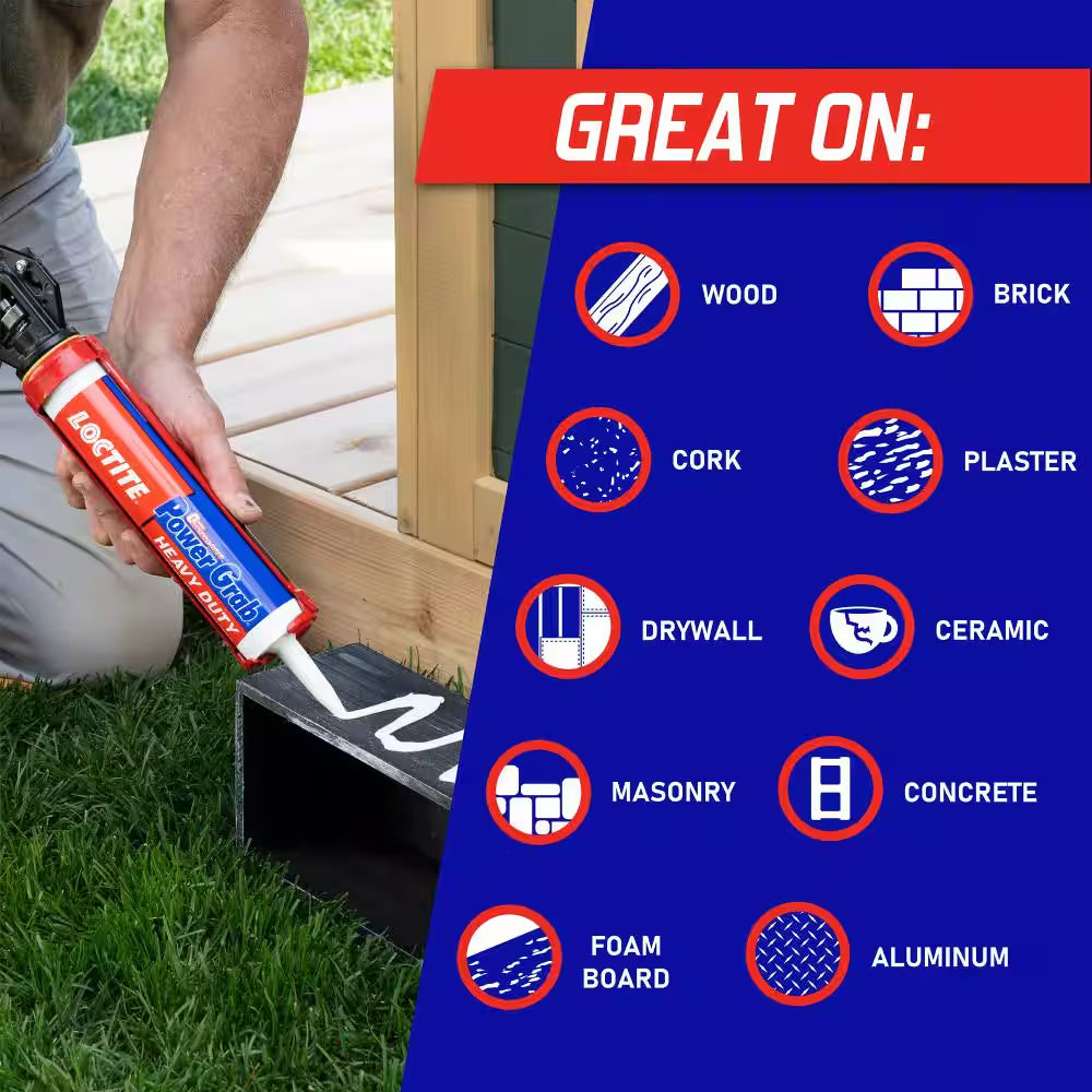 Power Grab Heavy-Duty Instant Grab 9 Oz. Latex Construction Adhesive White Cartridge (12-Pack)