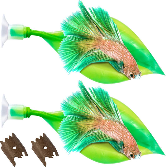 2 Pieces Silicone Betta Bed Leaf Hammock for Betta Fish, Betta Fish Bed, Practical Resting Spot, No BPA, Comfortable and Safe (Green)