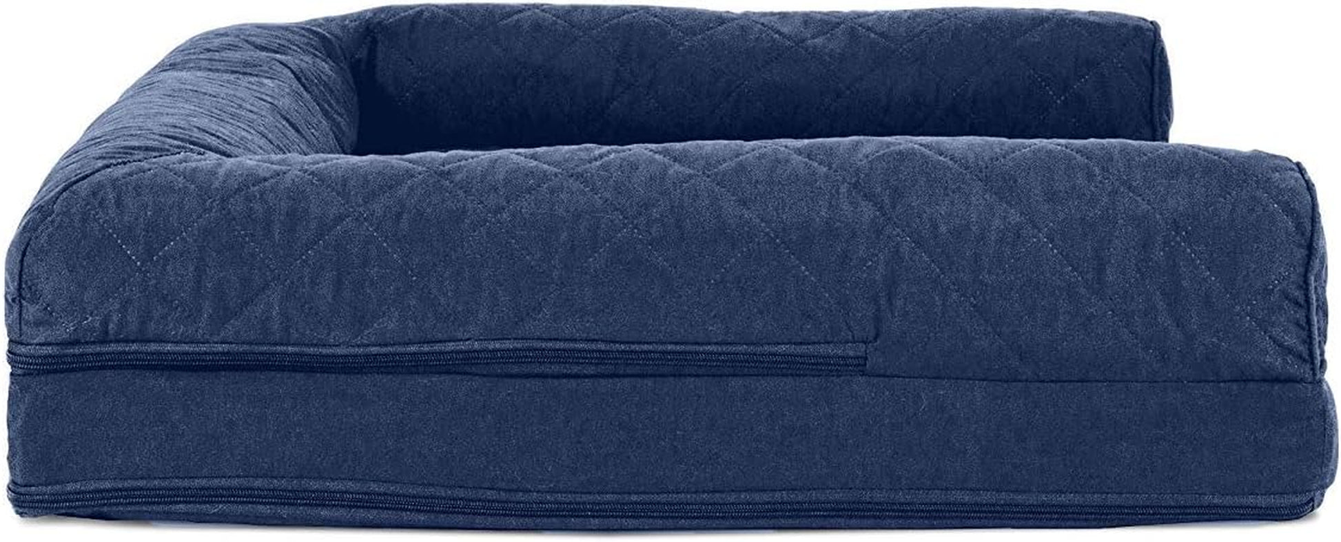 Orthopedic Dog Bed for Large/Medium Dogs W/ Removable Bolsters & Washable Cover, for Dogs up to 55 Lbs - Quilted Sofa - Navy (Blue), Large