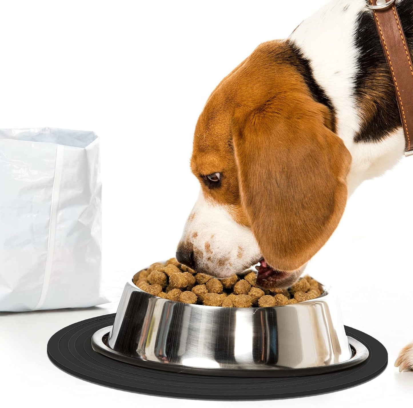 3 Pieces Silicone Pet Food Mat Feeding Mat for Dog and Cat Bowl Placemat Preventing Food and Water Overflow Suitable for Medium and Small Pet(9.5 Inch,Blue, Gray, Black)