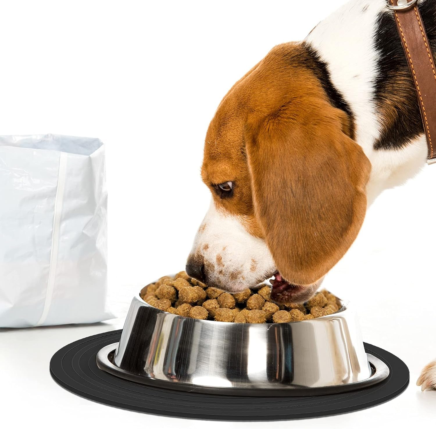 3 Pieces Silicone Pet Food Mat Feeding Mat for Dog and Cat Bowl Placemat Preventing Food and Water Overflow Suitable for Medium and Small Pet(9.5 Inch,Blue, Gray, Black)