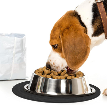 3 Pieces Silicone Pet Food Mat Feeding Mat for Dog and Cat Bowl Placemat Preventing Food and Water Overflow Suitable for Medium and Small Pet(9.5 Inch,Blue, Gray, Black)