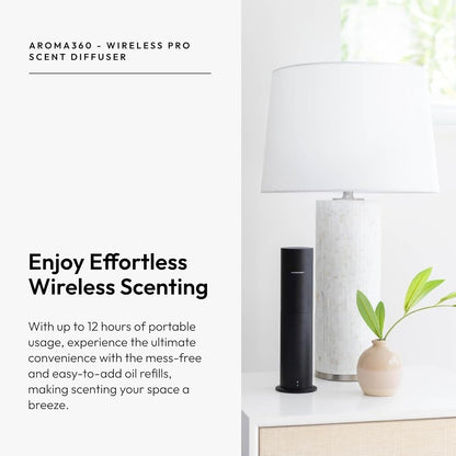 - Wireless Pro Essential Oil Diffuser - 600 Sq Ft Coverage - Cordless & Portable with Remote - Aromatherapy Scent Diffuser - Home, Spa, Office & Business - Air Freshener - Blue