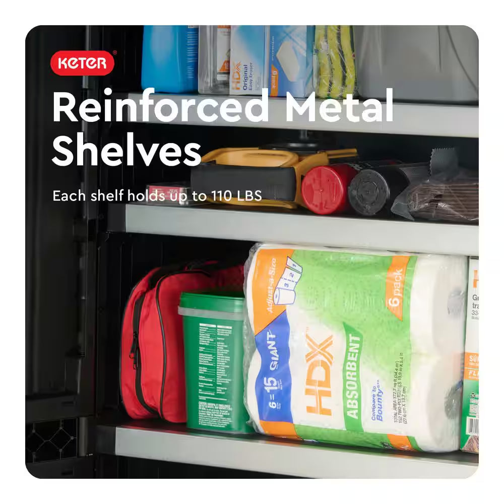 Premium One 35 In. W X 71.7 In. H. X 18.5 In. D 5-Shelf Resin Freestanding Cabinet in Black