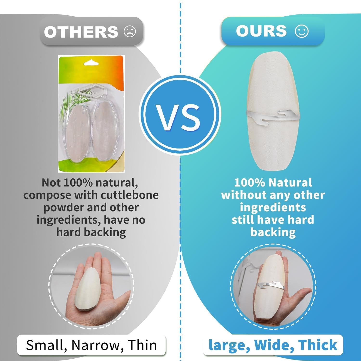 5"-5.5" Bird Cuttlebone for Parakeets, Cuddle Bone with Metal Holder, Cuttlefish Bone for Sharp Beaks, Natural Birds Calcium for Parrots Cockatiels Budgie, 6 Pcs
