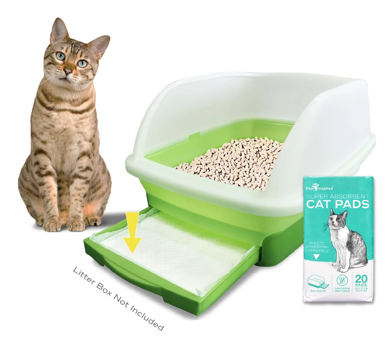 20Ct  Cat Pads | Generic Refills for Tidy Cats Breeze Cat Litter Box Pads System | Cat Pee Pads 16.9'' X 11.4''