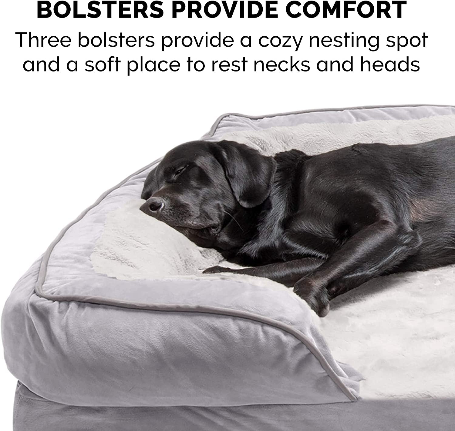Memory Foam Dog Bed for Medium/Small Dogs W/ Removable Bolsters & Washable Cover, for Dogs up to 35 Lbs - Plush & Velvet Waves Perfect Comfort Sofa - Granite Gray, Medium