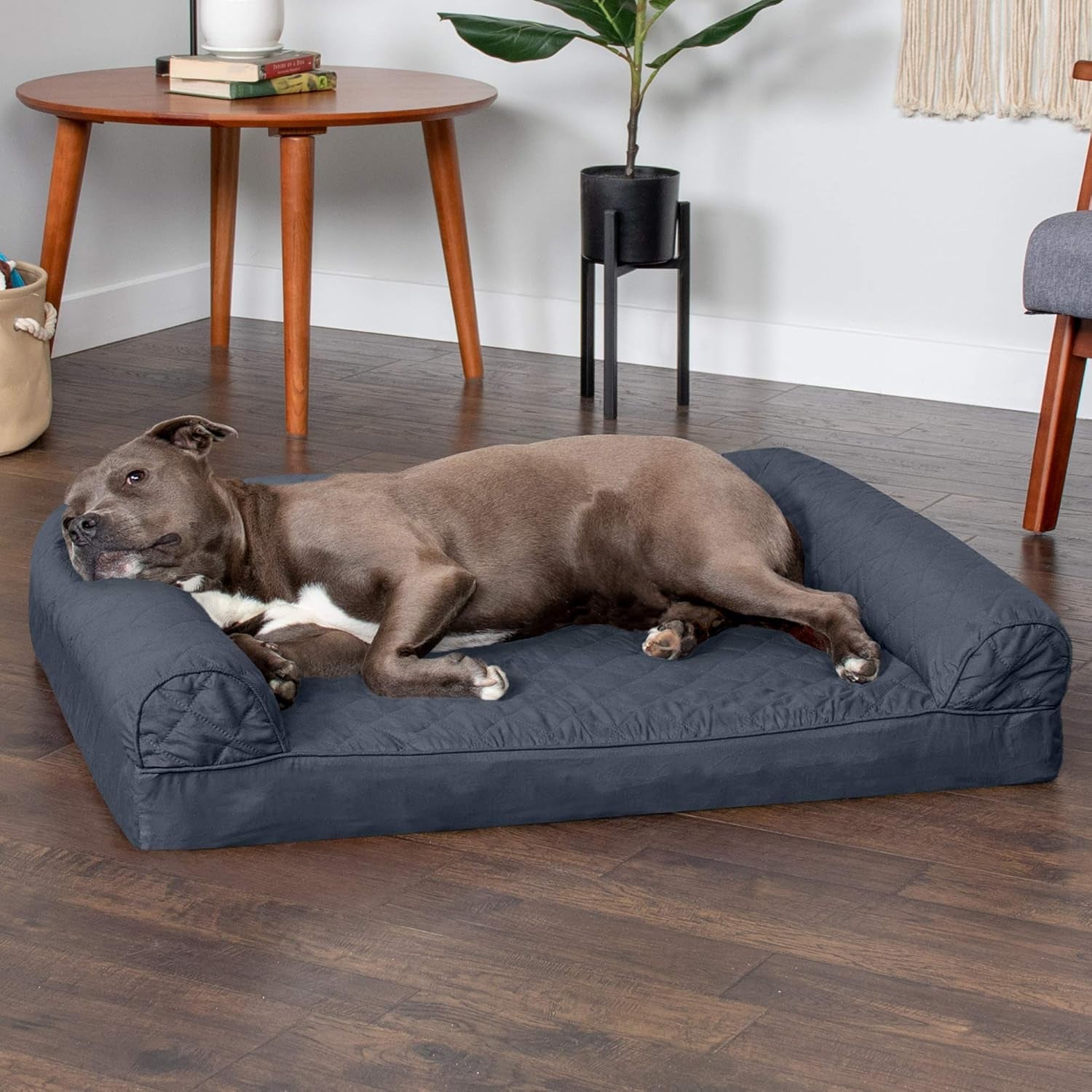 Orthopedic Dog Bed for Large/Medium Dogs W/ Removable Bolsters & Washable Cover, for Dogs up to 55 Lbs - Quilted Sofa - Iron Gray, Large