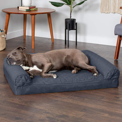 Orthopedic Dog Bed for Large/Medium Dogs W/ Removable Bolsters & Washable Cover, for Dogs up to 55 Lbs - Quilted Sofa - Iron Gray, Large